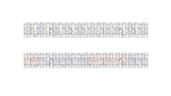 Grundriss oben: 1.-2. Obergeschoss
Grundriss unten: 3-5. Obergeschoss